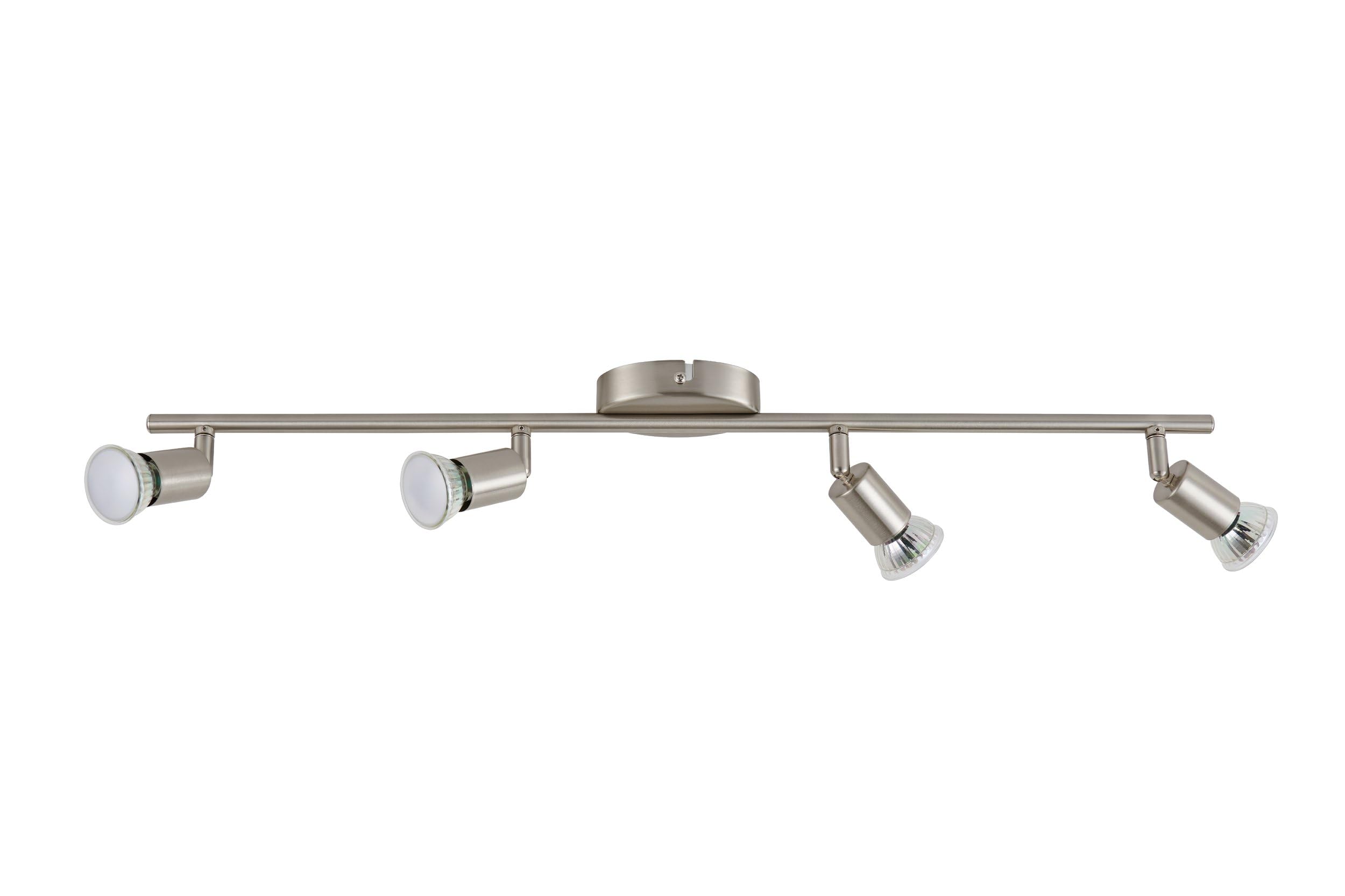 Eglo LED Plafoniera Buzz-LED, lampada da soffitto 4 fiamme, faretti | da soffitto in metallo nichel opaco, lampada per soggiorno, cucina, spot con lampadine GU10, luce calda, L 68,5 cm