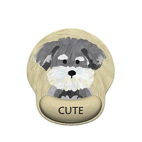 マウスパッド かわいい犬デザイン リストレスト付き 手首サポート 疲れにくい (ブラウン)