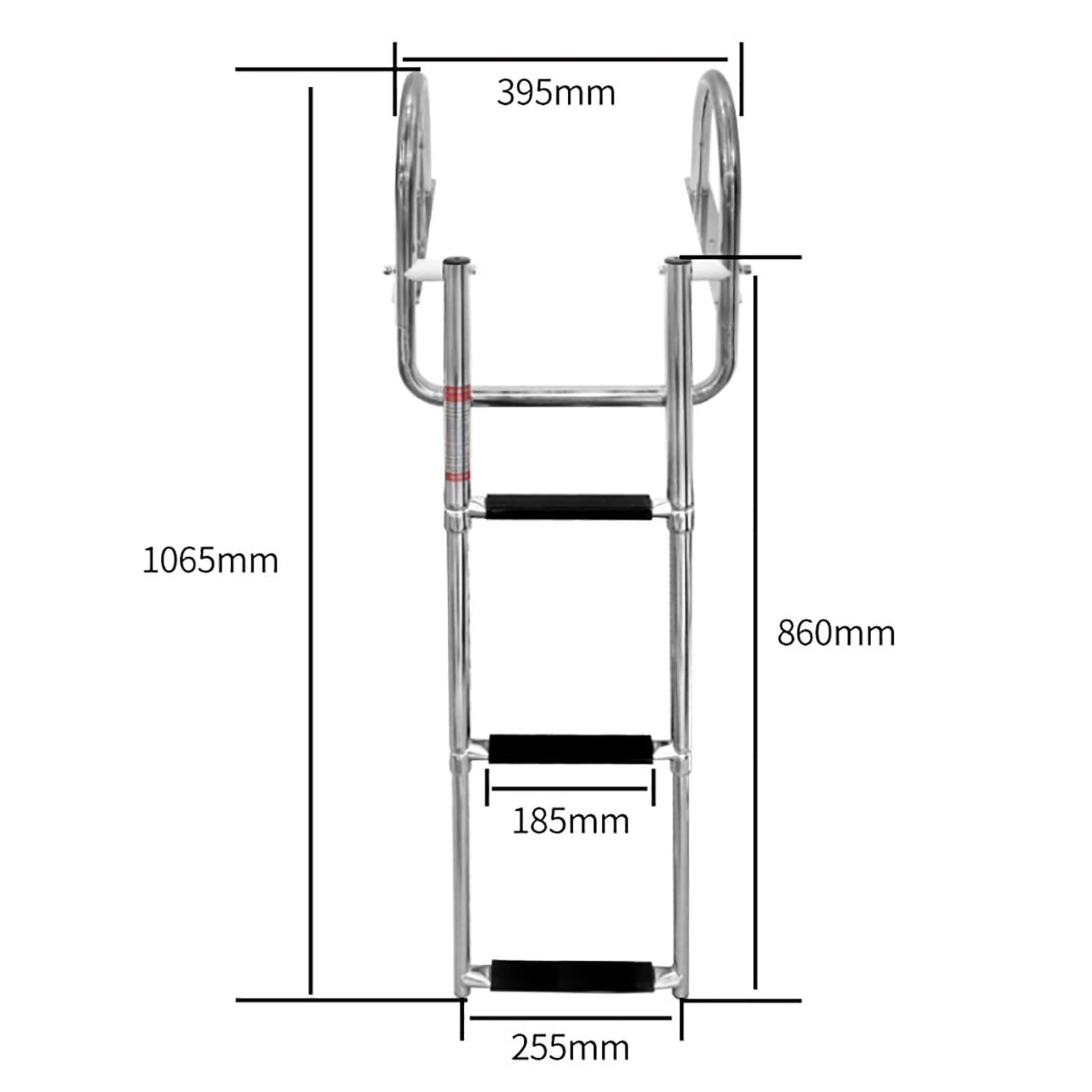 Scaletta pieghevole a 4 gradini, in acciaio inox, piattaforma superiore per bacino, piscina, marina, pontone
