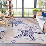 Coastal Washable Indoor Outdoor Rug, 3.6' x 5.6', Colorful, Stain Resistant, Easy Clean, Blue Coastal Area Rug for Indoor/Outdoor Patio, Deck, Porch, Garden, Courtyard