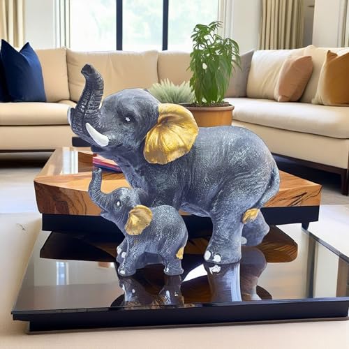Polyresin 6" Elephant with Baby Statue for Home Decor – Vastu & Feng Shui Good Luck Symbol – Decorative Showpiece for Entryway, Living Room, Office, Gift (Brown) — photo — 7 of 9