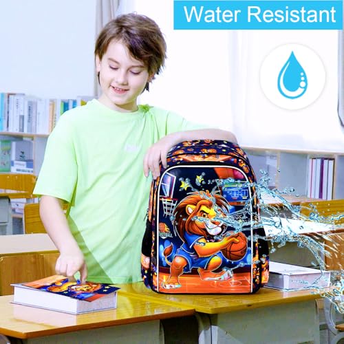 Image of 3PCS Dinosaur Backpack for Boys, 16 Inch Kids Water Resistant Preschool Elementary Kindergarten Bookbags and Lunch Box | Kids