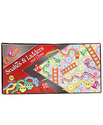 Image of RATNA'S Classic Strategy Game Little Chess with Snakes and Ladders to Develop Building and Concentration of Kids (Multicolour)
