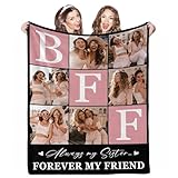 AOFUN BFF Personalized Blanket with Photo and Pictures - Customized Gift for Best Friendship - Women Friends Personalized Gift, 8 Sizes