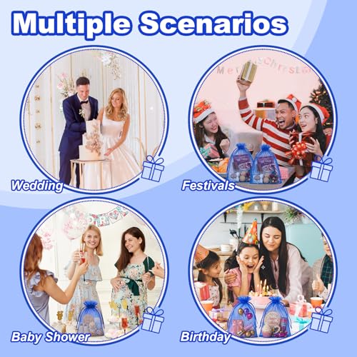Image of Crweety Royal Blue Organza Bags 8x12 Inch 50 Pack, Large Mesh Gift Bags for Jewelry Sachet, Elegant Small Mesh Bag Drawstring for Candy Wedding Party Favor, Bridal Shower, Baby Shower & Graduation
