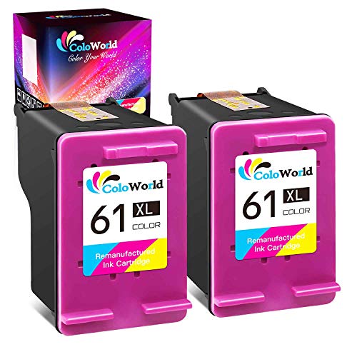 ColoWorld Remanufactured 61XL 61 Ink Cartridge Replacement for HP 61 61XL 61 XL Used in HP Envy 4500 5530 4501 4502 OfficeJet 2620 2622 Deskjet 3050A 3060 3000 3054 3050 1051 Printer (2 Color )