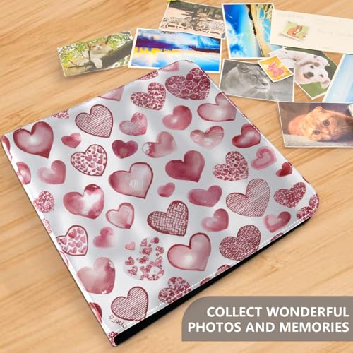 Álbum de fotos adhesivo DIY Scrapbook acuarela corazones románticos día de San Valentín 3 anillas álbum de fotos 40 páginas 8x10 para recuerdos miniatura 5