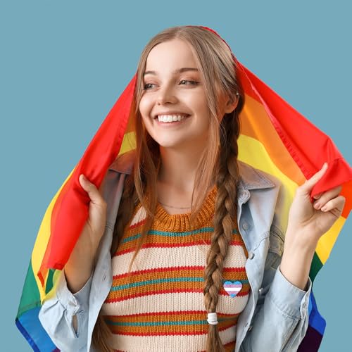 Image of LGBTQ+ Pride Pins - Rainbow Heart Flag Lapel Brooch Pin Badge Progress Pride Bisexual Transgender Nonbinary Lesbian Pansexual LGBTQ Accessories for Jackets Backpacks Hats