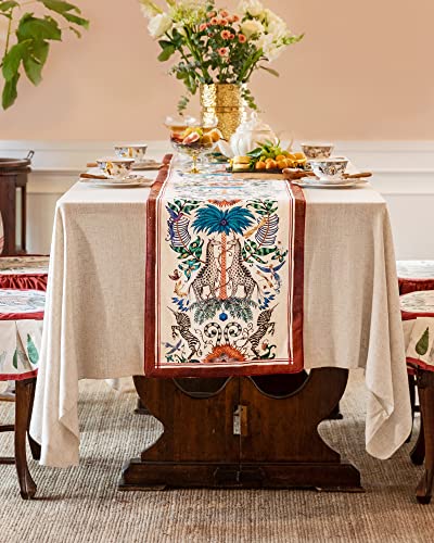 Wildlife Zoo Garden Table Runner,Nabis Classic Rectangular Table Decor For Kitchen Dining Picnic Coffee Table Floral Modern (16X114Inch/40X290Cm) #TOP1