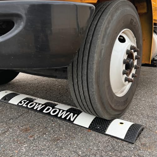 IMPERIAL STANDARD 6' Speed Bump - Slow Down Speed Bumps for Asphalt - Black Speed Humps - 6 Foot Portable Speed Bump - Speed Bumps for Road and Driveway (6' Speed Bump - White)
