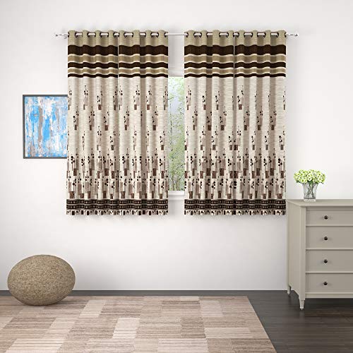 Image of Story@Home Eyelet Fancy Jacquard 4 Piece Window Ringtop Curtain Set- 46 inch X 60 inch, 5 feet, Grey
