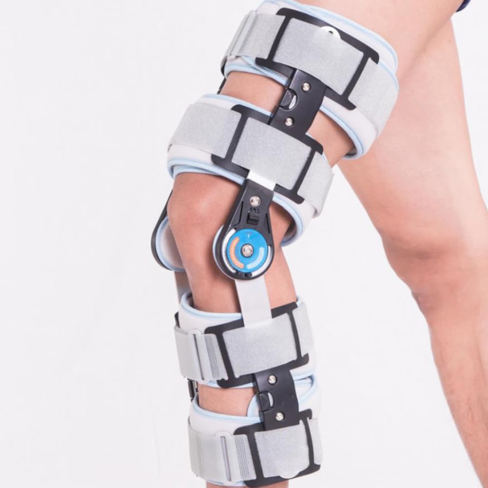 Attelle de genou articulée avec réglage d'angle flexible et durable