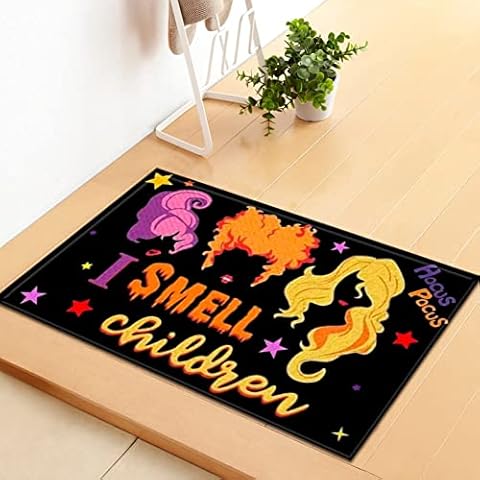 Halloween Hocus Pocus Decor Doormat, Halloween Decorative Door Mat with Anti-Slip Rubber Back for Indoor Outdoor, Low-Profile Floor Mat 16 x 24 Inch Welcome Front Porch Decor Doormat (C) Cover
