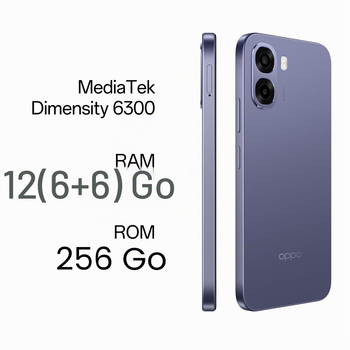 OPPO A6x 5G Smartphone débloqué avec IA, 6 Go RAM + 256 Go, batterie 6100 mAh, écran LCD HD+ 120 Hz, IP64, appareil photo 50 MP AI, double SIM, version espagnole - noir