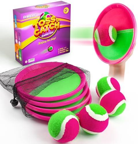 Self-Stick Toss and Catch Game Set, Paddles and
