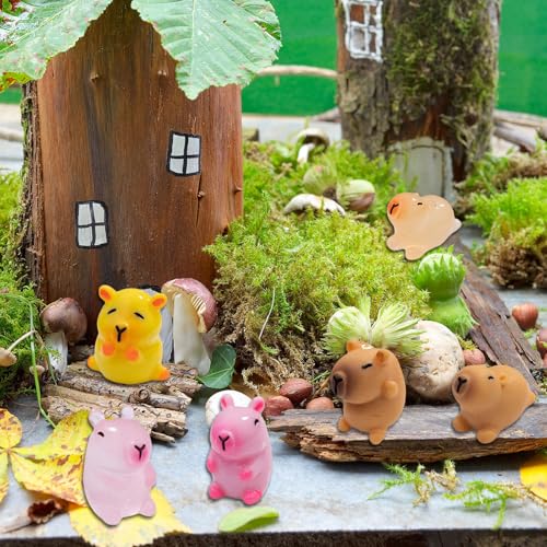 GlamRays 18 Stück Mini Resin Kapybara Tier Miniaturfiguren Leuchten In Der Dunkelheit Für DIY Garten Puppenhaus Tiere Zubehör Mikrolandschaft Aquarien Party Dekoration