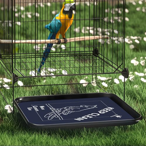 Image of Bird Cage Liners, Parrot Cage Liners, 50pcs Disposable Cage Liners for Birds, Non-Woven Pre-cut Large Bird Cage Liners For Parrot Parakeet Conure Cockatiel, Bird Cage Paper Liners, 20 x 18 inch, Blue