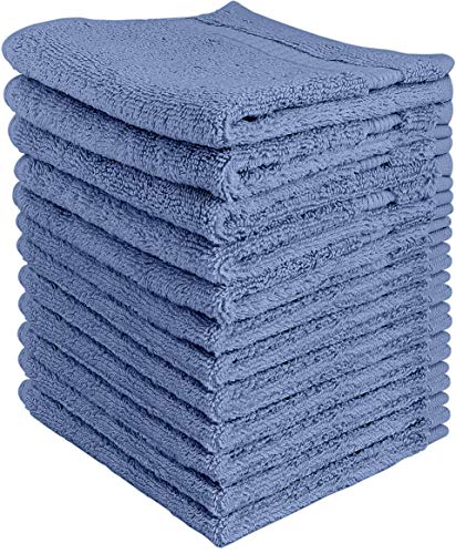 Utopia Towels - Premium Washcloths Set (12 x 12 Inches, Electric Blue) - 600 GSM 100% Cotton Flannel Face Cloths, Highly Absorbent and Soft Feel Fingertip Towels (12-Pack)