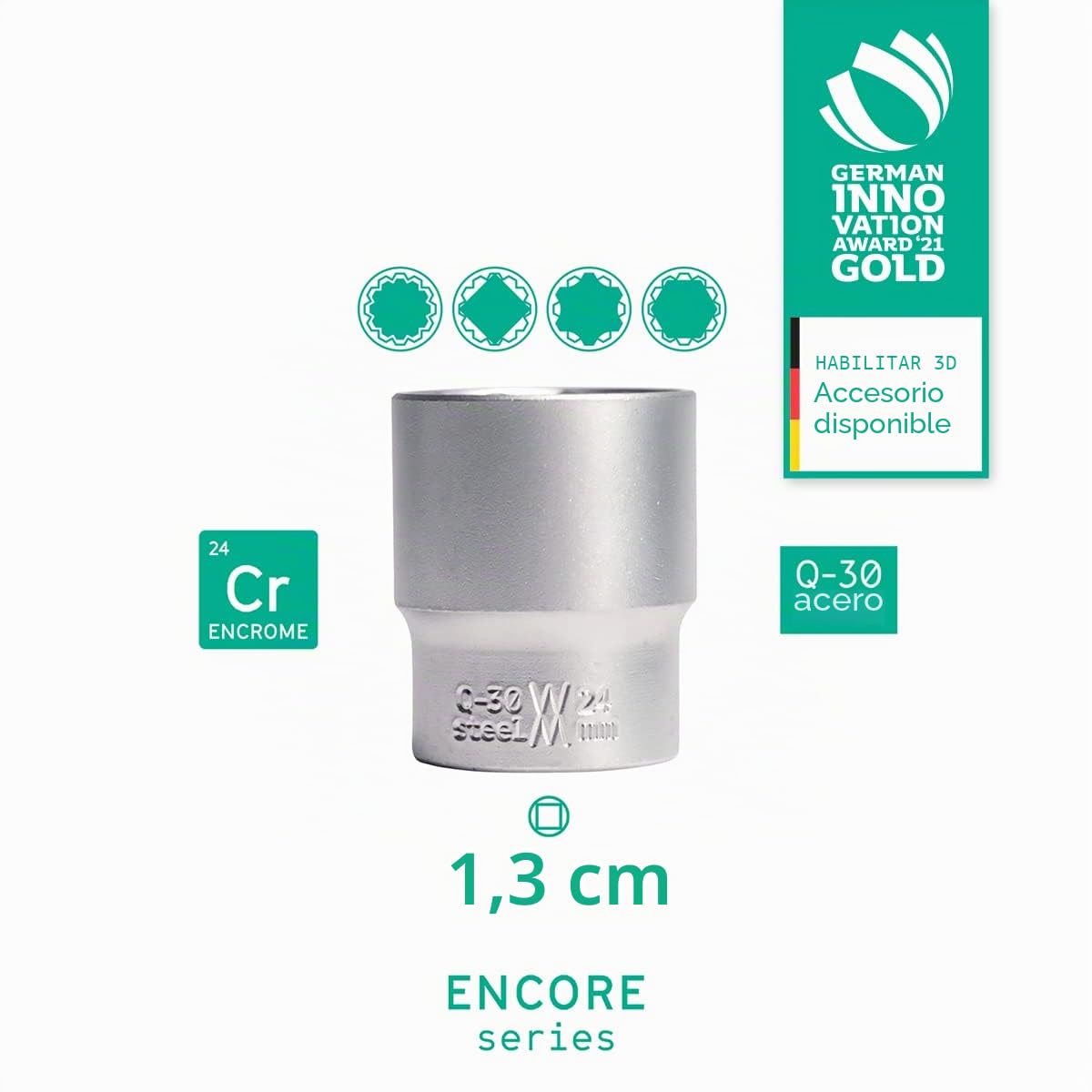 Juego de vasos Gearlock 1/2" 16pzs de WIESEMANN 1893 I Juego de tuercas XZN de acero Q-30 I Insertos para llave de carraca I Con caja de herramientas práctica I 81505