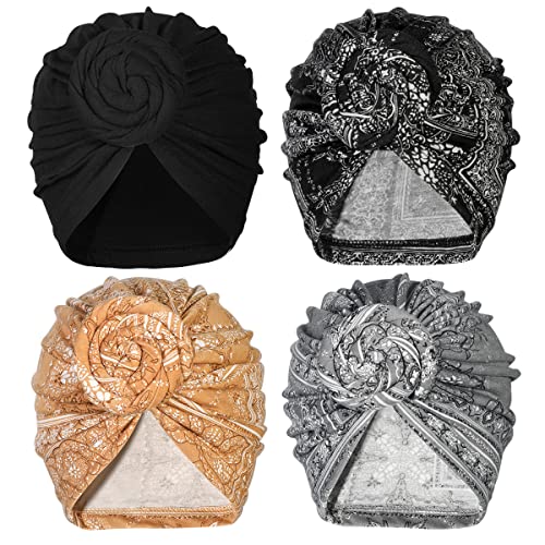 Image of KYNARI Turban Head Wraps for Women, Pretied Stretch Bonnet Hair Wrap | African Knot Turban Hats Pre Twist Headwear Soft Head Scarf Elastic and Breathable Head Covering Cancer Caps for Black Women