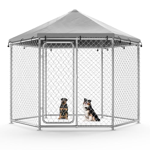 6.8x6.8 ft Large Outdoor Dog Kennel, Heavy-Duty Galvanized Wire Mesh
