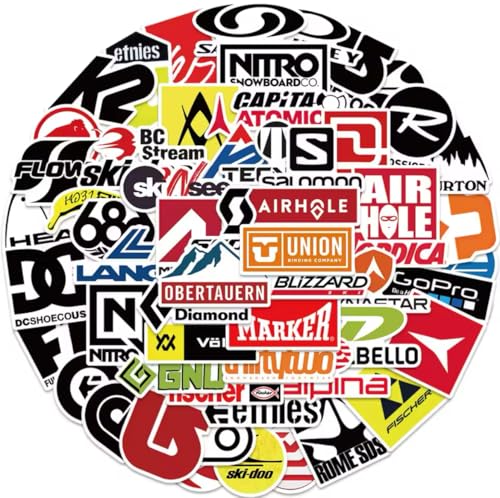 50-Pack Ski, Snowboard & Outdoor Logo Stickers