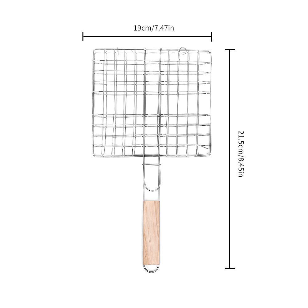 Cesta para asar a la parrilla de doble capa, plegable, portátil, de acero inoxidable, para parrilla de barbacoa, para pescado asado, verduras, filete de camarones con mango de madera desmontable