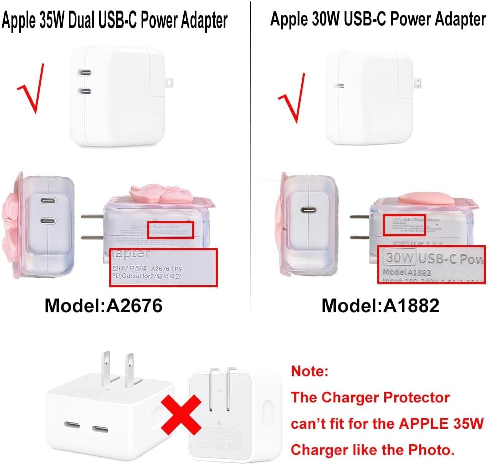 Image of FACTOTECH Case for MacBook & iPad Charger, 29w 30w 35w Charger Case, Travel Cord Organizer, Accessories (for Apple 29w 30w 35w Adapter)-Purple Bow