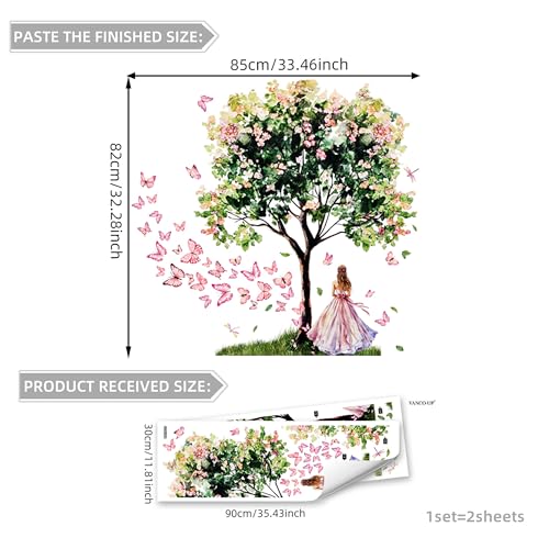 Vinilo Decorativo Fairy Garden Mariposa Rosa y Árbol Grande miniatura 4
