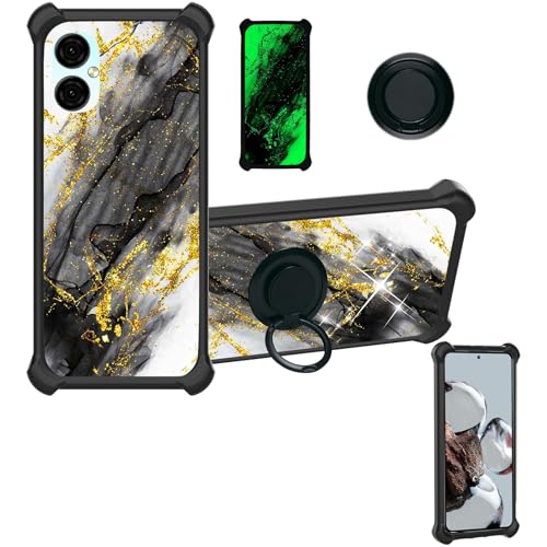 Image of Aroepurt BLU G53 Case Compatible with BLU G53 Phone Case Cover [Hard PC + Soft Silicone][Ring Support] [Gold Glitter+Luminous] JSH-HDL