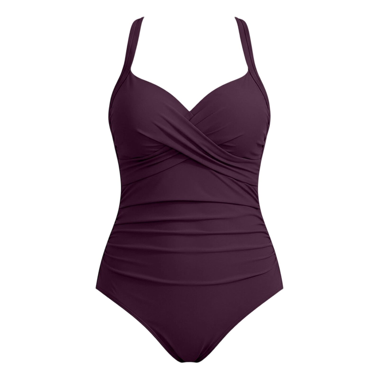 Bañador Mujer Una Pieza Reductor Push Up Traje de Baño Natacion Talla Grande Bañadores Drapeado Ropa de Baño Deportivo Tirantes Cuello V Monokini Sexy Playa Vacaciones Swimsuit