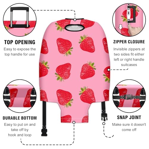 Travel Luggage Cover Suitcase Protector Scratch-Resistant Fit Not Included Suitcase Cute Strawberry Background L-26-28in3