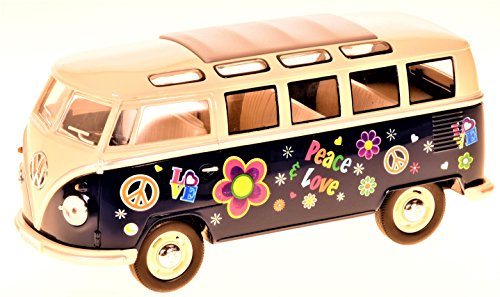 Preisvergleich Produktbild VW Bulli Bus blau Hippi 1:24 Volkswagen Microbus Modellauto