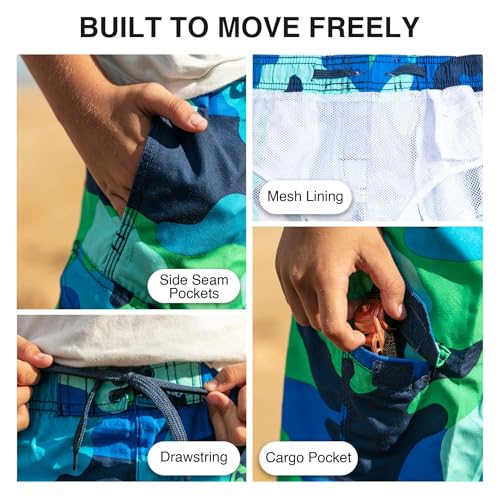 Image of Kanu Surf Boys' Victor Stripe Quick Dry Beach Board Shorts Swim Trunk