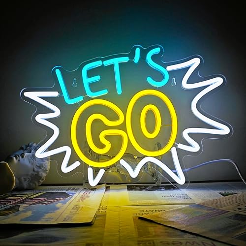 Image of Let's Go Neon Sign Led Light USB Powered Dimmable Let's Go Neon Light Sign for Home Bedroom Club Gym Bar Wall Bachelorette Party Wedding Decor