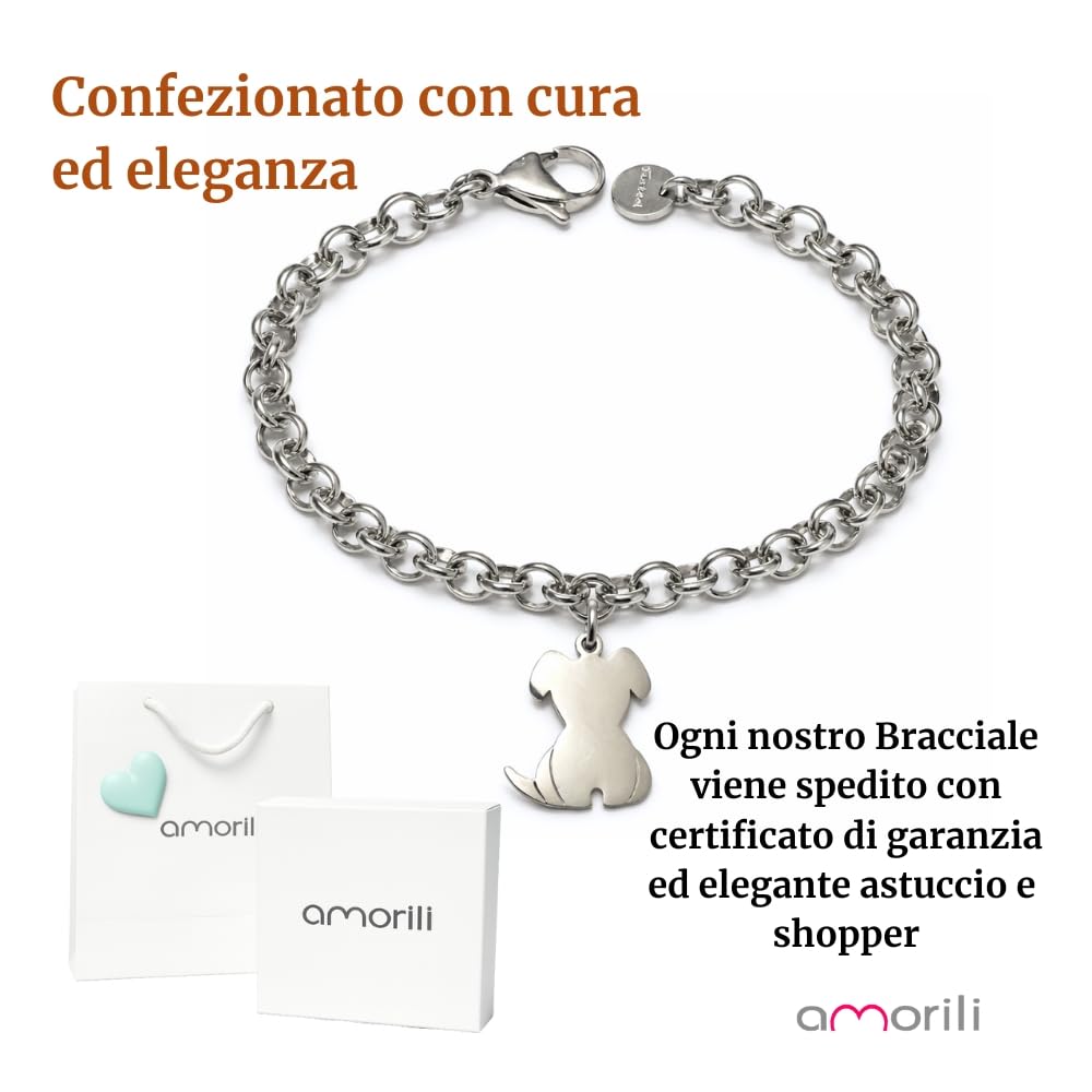 Bracciale Cane Personalizzato con Nome – Cagnolino in Acciaio Inox per Amanti degli Animali Gioiello Personalizzabile