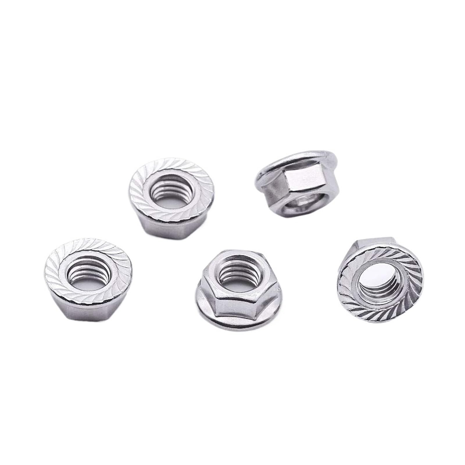 Dadi esagonali con flangia seghettata flangiati esagonale metrica in acciaio inossidabile M3-M12 assortiti(M6 (20pcs))