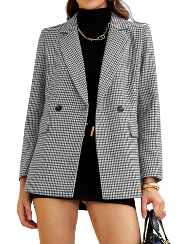 ELLEVEN Tweed Blazers for Women Business Casual Outfits Oversized Plaid