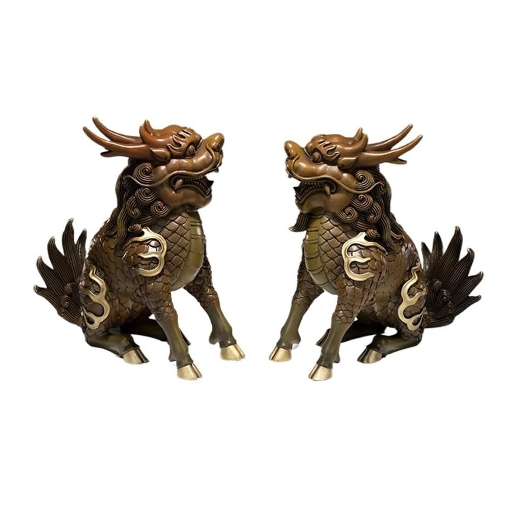 CHICKEN Bronze Living Room Ornaments Copper Kirin Auspicious Ornaments, Home Living Room, Office Porch Desktop, Decorative Crafts Statues Ornaments to Attract Wealth