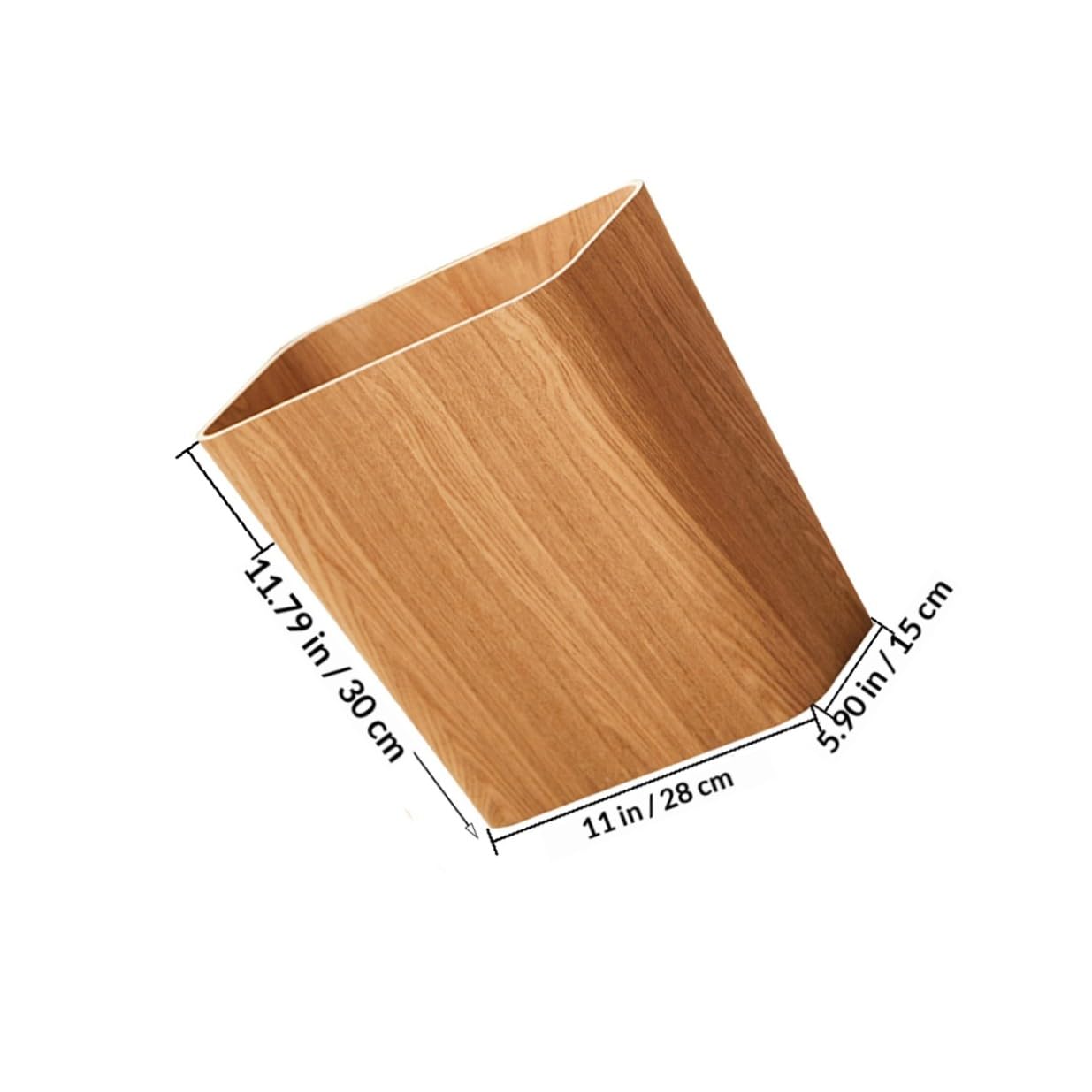 Poubelle Compacte en Bois Naturel Bac à Ordures Portable et Stable Cuisine, Salon et Bureau, Corbeille à Papier Étroite pour Chambre
