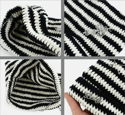 Image of Crochet Hats for Women Vintage Beanies Women Fox Hat Grunge Goth Beanies Hat Y2K Accessories Slouchy Beanies for Women