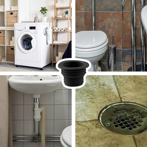 Image of Drain Pipe Seal Hose Silicone Plug,Silicone Sealing Plug Kitchen Pipe Sewer Seal Ring Washing Machine Drain Multipurpose Pipe Connector Bathroom Kitchen Laundry (Blue)