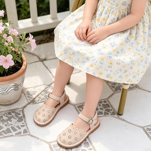 Image of Flaryzone Girls Sandals Closed Toe Summer Flats Dress Sandals Shoes Toddler /Little Kid