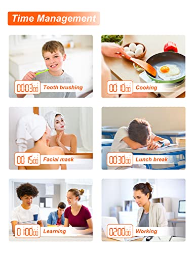 Temporizador de cocina digital LIORQUE de 2 piezas, reloj con imán y volumen regulable 7