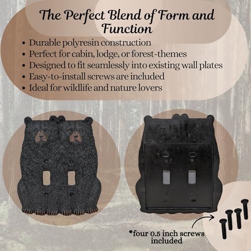 BestGiftEver Sitting Black Bear Double Toggle Light Switch Cover - Decorative Electrical Wall Plate for Cabin Lodge - Country Style Rustic Home Accessories for Wildlife Hunters and Nature Lovers by BestGiftEver - Image 3