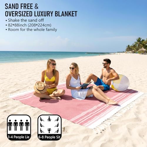 Image of Yongoes Oversized Turkish Beach Towel Blanket Cotton Giant XL Sandproof Towels Huge Linen XXL Extra Large Big Throw Quilt Blankets for Adults Cloud Travel Camping Glamping Accessories Essentials