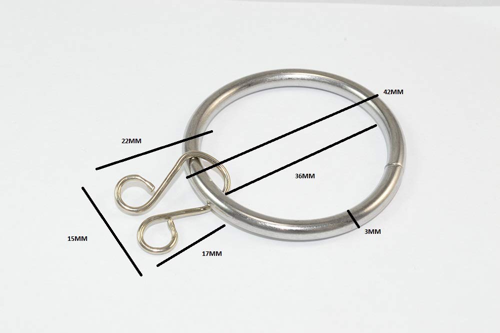ONESTOPDIY.COM 48 X Chromed Steel Curtain Pole Rod Rings (35mm ID - 42mm OD), Silver