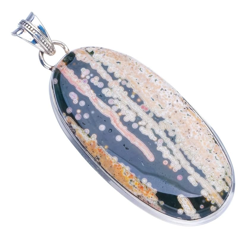 Pendentif Jaspe Océan argent 925 StarGems, oubliez les bijoux industriels ternes