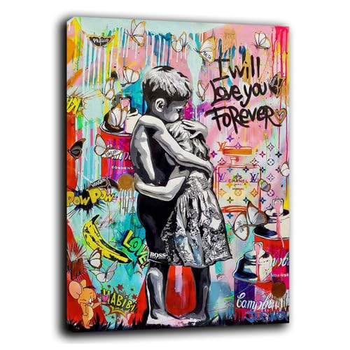 Printerland Banksy Imagen moderna, imágenes modernas, salón, cuadro de pared, XXL, gran impresión en lienzo, decoración de pared, dormitorio, cocina (30 x 40 cm, 10)