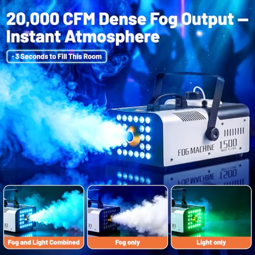 CFKEJI Fog Machine for Halloween Outdoor Indoor 1500W with 24 LED Lights - image 2